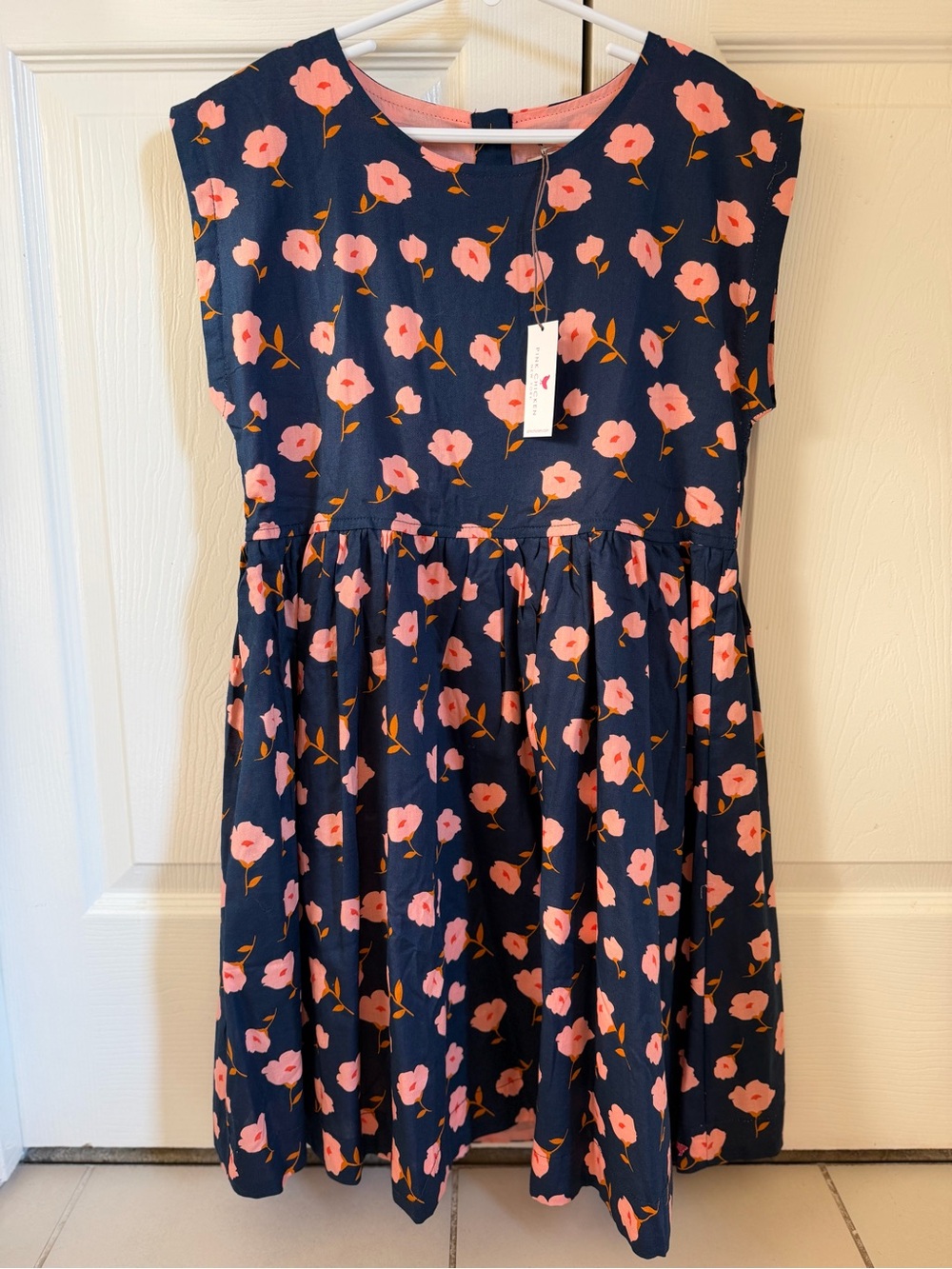 NWT Pink Chicken Girls navy and pink floral dresses sizes 12 and 14